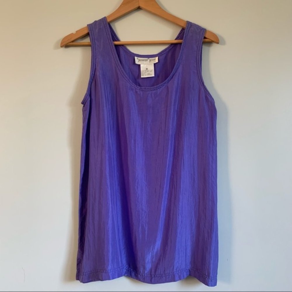 Vintage lilac purple 100% silk sleeveless blouse size women medium Stewart sport